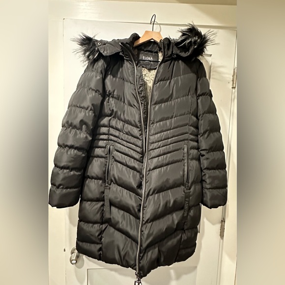 Elora Black Womens Puffer Coat Size Large - Picture 3 of 7